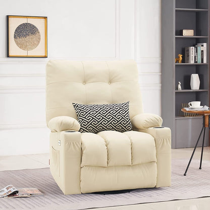 Fauteuil inclinable pivotant et chauffant MCombo, grand format, en similicuir, avec massage et chauffage, 7748