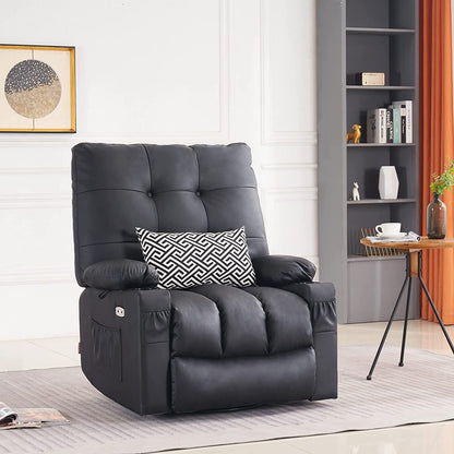 Fauteuil inclinable pivotant et chauffant MCombo, grand format, en similicuir, avec massage et chauffage, 7748