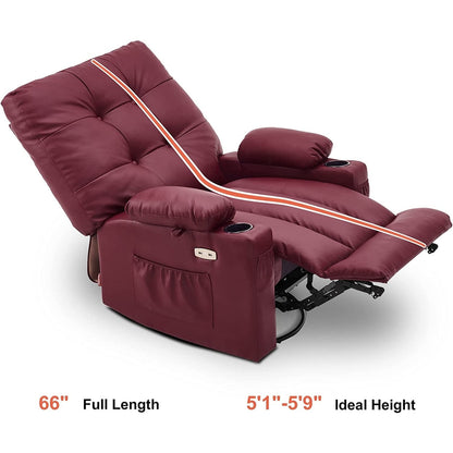 Fauteuil inclinable pivotant et chauffant MCombo, grand format, en similicuir, avec massage et chauffage, 7748