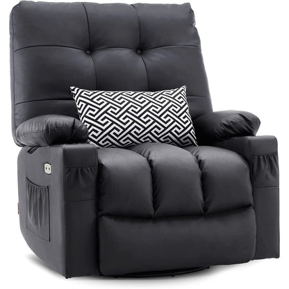 Fauteuil inclinable pivotant et chauffant MCombo, grand format, en similicuir, avec massage et chauffage, 7748