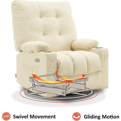 Fauteuil inclinable pivotant et chauffant MCombo, grand format, en similicuir, avec massage et chauffage, 7748