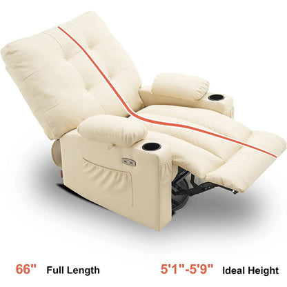 Fauteuil inclinable pivotant et chauffant MCombo, grand format, en similicuir, avec massage et chauffage, 7748