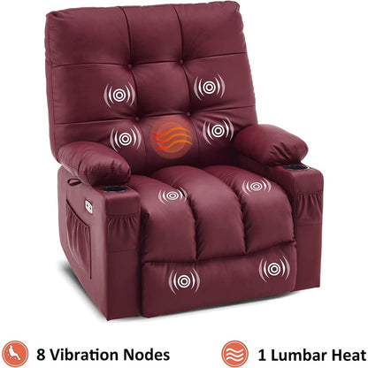 Fauteuil inclinable pivotant et chauffant MCombo, grand format, en similicuir, avec massage et chauffage, 7748