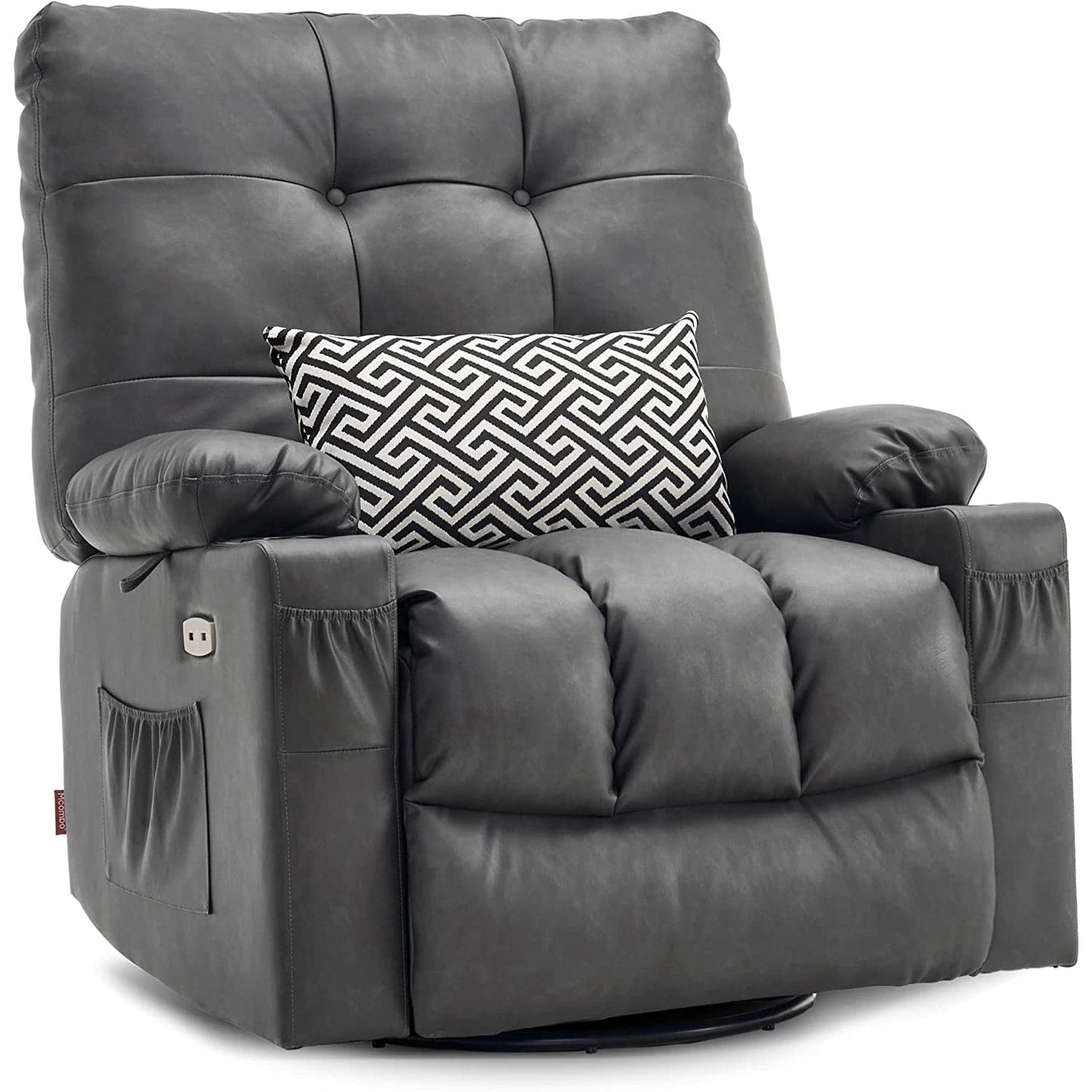 Fauteuil inclinable pivotant et chauffant MCombo, grand format, en similicuir, avec massage et chauffage, 7748