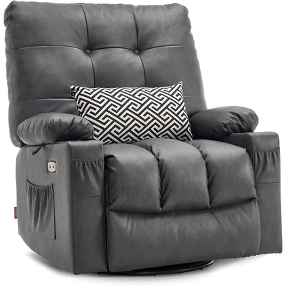 Fauteuil inclinable pivotant et chauffant MCombo, grand format, en similicuir, avec massage et chauffage, 7748