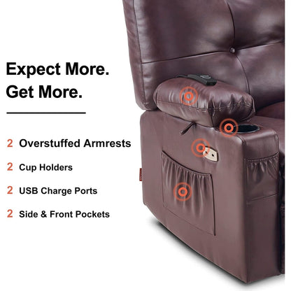 Fauteuil inclinable pivotant et chauffant MCombo, grand format, en similicuir, avec massage et chauffage, 7748