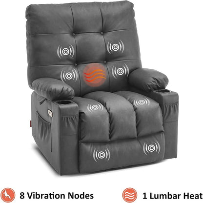Fauteuil inclinable pivotant et chauffant MCombo, grand format, en similicuir, avec massage et chauffage, 7748