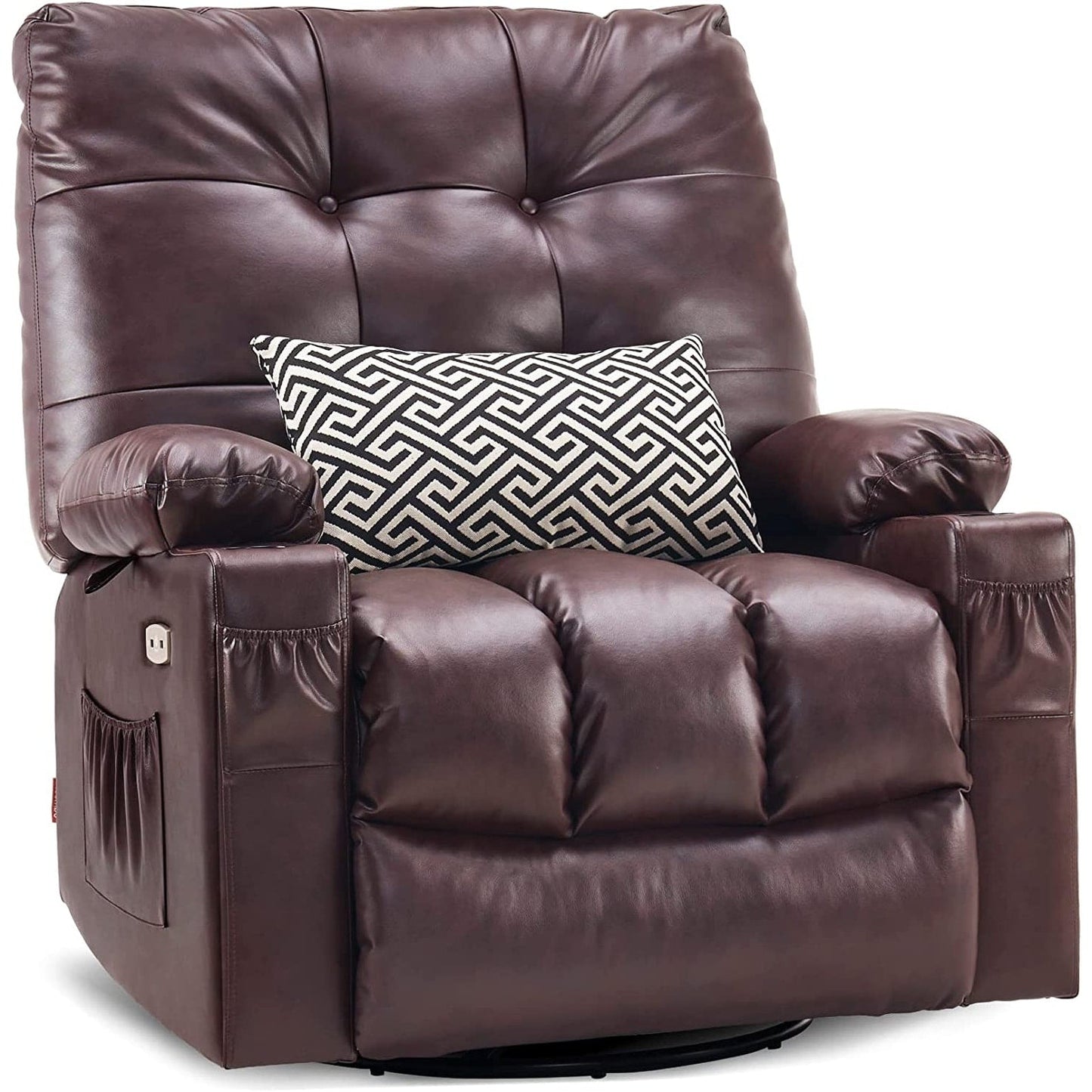 Fauteuil inclinable pivotant et chauffant MCombo, grand format, en similicuir, avec massage et chauffage, 7748