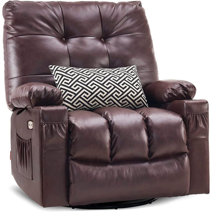 Fauteuil inclinable pivotant et chauffant MCombo, grand format, en similicuir, avec massage et chauffage, 7748