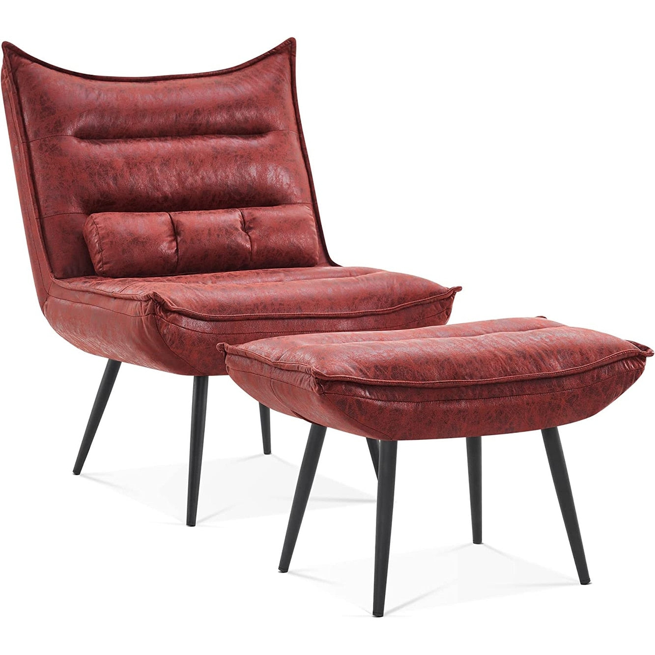 Chaise de loisirs moderne MCombo avec pouf, tissu bronzé