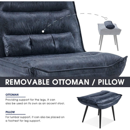 Chaise de loisirs moderne MCombo avec pouf, tissu bronzé