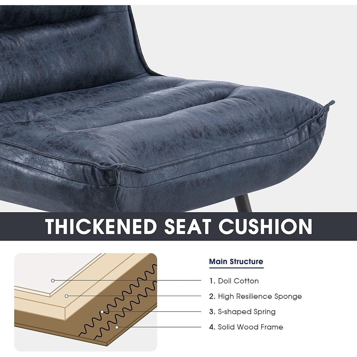 Chaise de loisirs moderne MCombo avec pouf, tissu bronzé