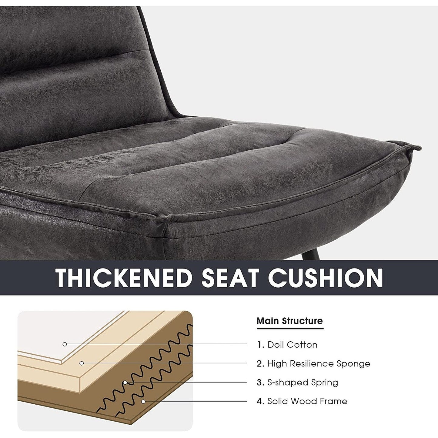 Chaise de loisirs moderne MCombo avec pouf, tissu bronzé