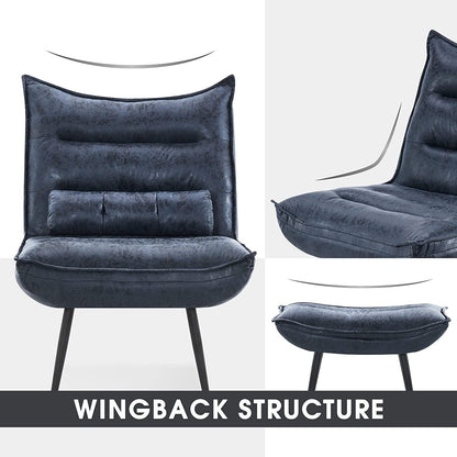 Chaise de loisirs moderne MCombo avec pouf, tissu bronzé