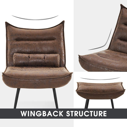 Chaise de loisirs moderne MCombo avec pouf, tissu bronzé