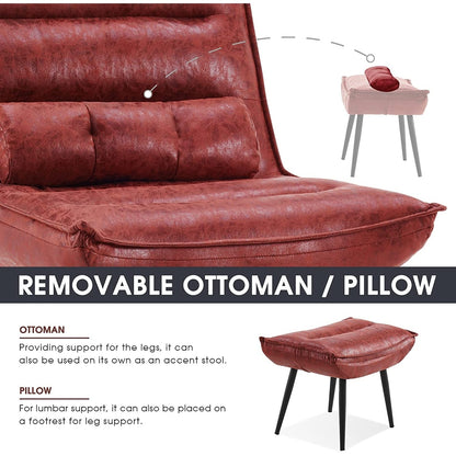 Chaise de loisirs moderne MCombo avec pouf, tissu bronzé