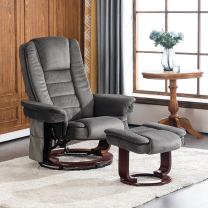 Fauteuil inclinable combiné avec ottoman et fauteuil pivotant massant en tissu