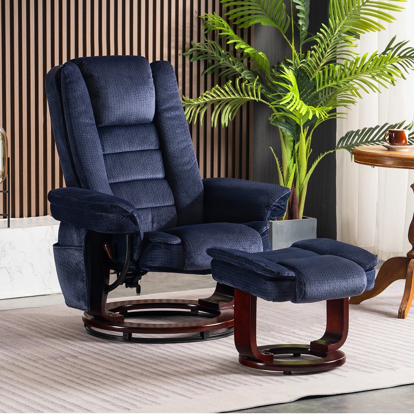 Fauteuil inclinable combiné avec ottoman et fauteuil pivotant massant en tissu