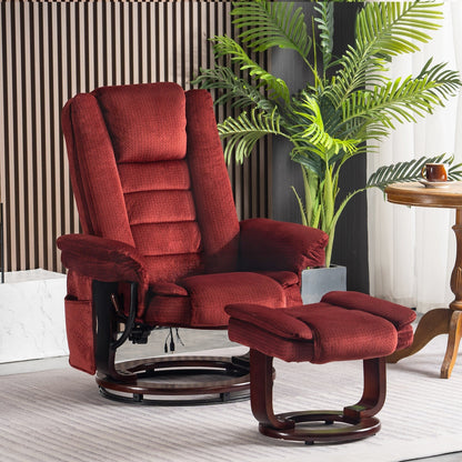 Fauteuil inclinable combiné avec ottoman et fauteuil pivotant massant en tissu
