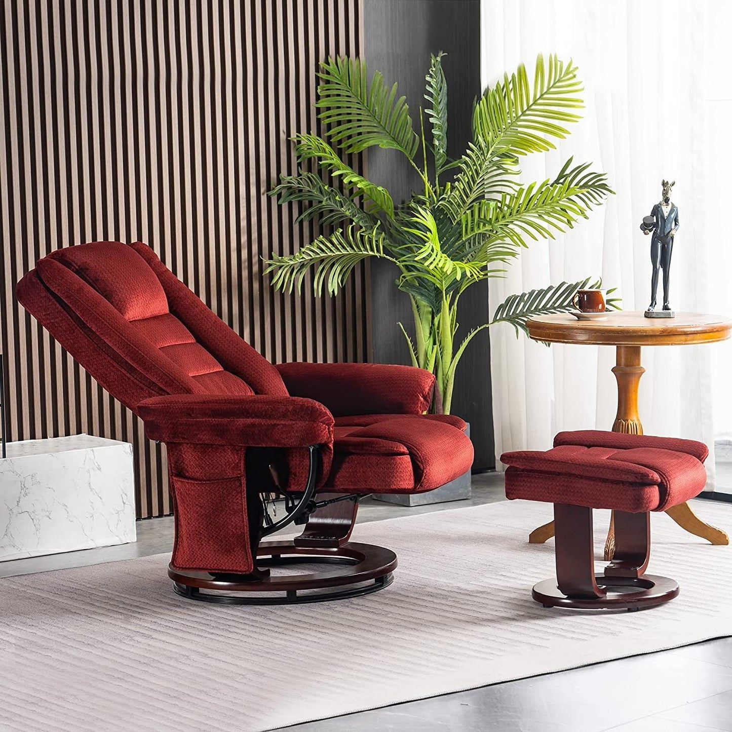 Fauteuil inclinable combiné avec ottoman et fauteuil pivotant massant en tissu