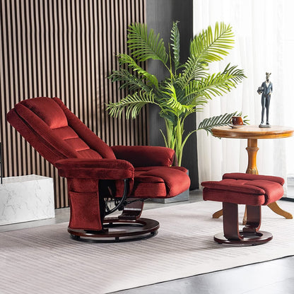 Fauteuil inclinable combiné avec ottoman et fauteuil pivotant massant en tissu