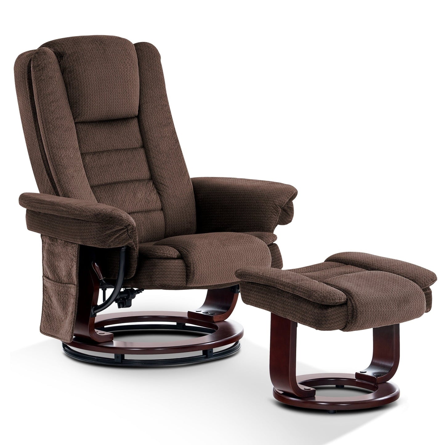Fauteuil inclinable combiné avec ottoman et fauteuil pivotant massant en tissu