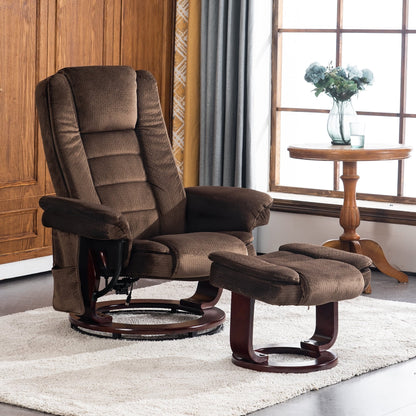 Fauteuil inclinable combiné avec ottoman et fauteuil pivotant massant en tissu