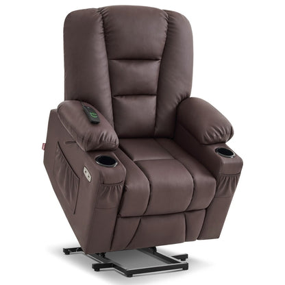 Fauteuil inclinable électrique MCombo Small avec massage et chauffage pour personnes âgées de petite taille, similicuir 7569