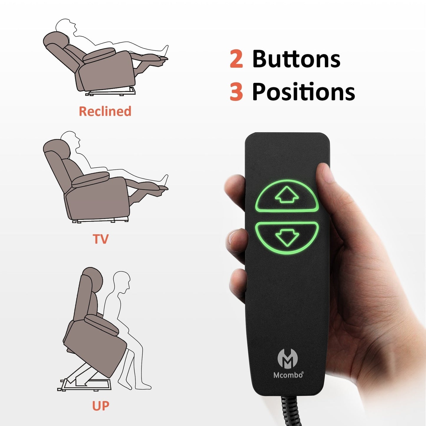 Fauteuil inclinable électrique MCombo Small avec massage et chauffage pour personnes âgées de petite taille, similicuir 7569