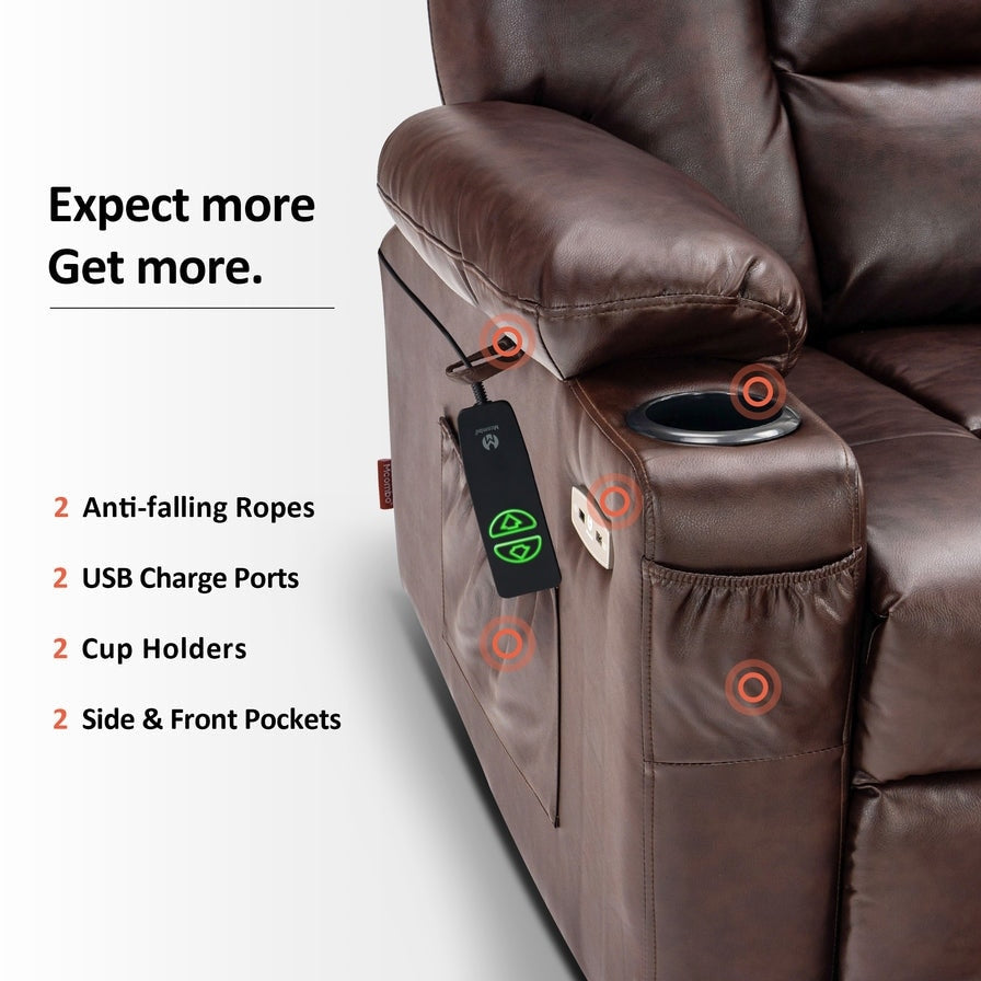 Fauteuil inclinable électrique MCombo Small avec massage et chauffage pour personnes âgées de petite taille, similicuir 7569