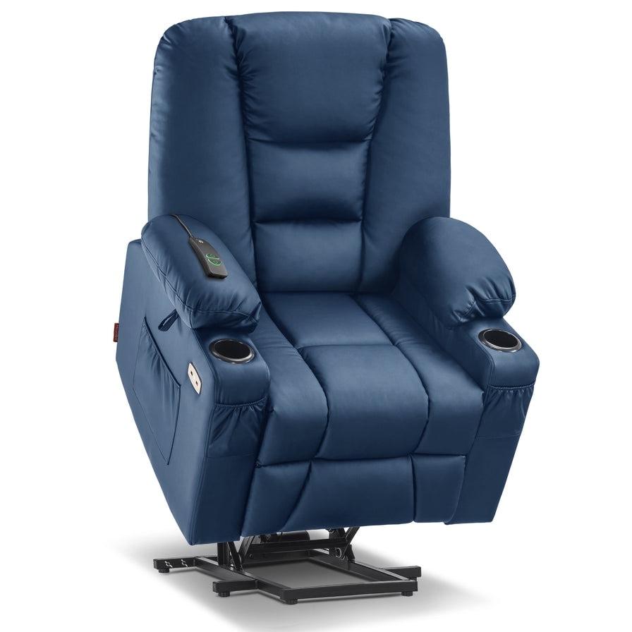 Fauteuil inclinable électrique MCombo Small avec massage et chauffage pour personnes âgées de petite taille, similicuir 7569