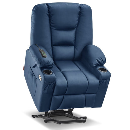 Fauteuil inclinable électrique MCombo Small avec massage et chauffage pour personnes âgées de petite taille, similicuir 7569