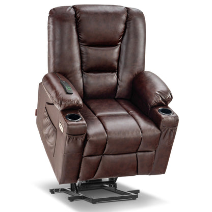 Fauteuil inclinable électrique MCombo Small avec massage et chauffage pour personnes âgées de petite taille, similicuir 7569