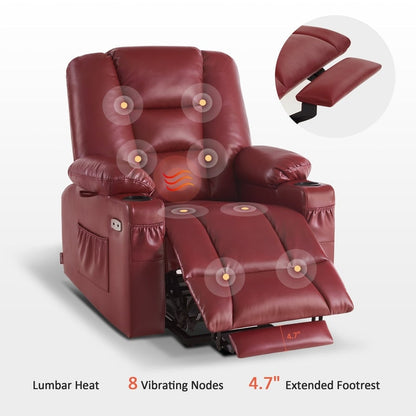 Fauteuil inclinable électrique MCombo Small avec massage et chauffage pour personnes âgées de petite taille, similicuir 7569