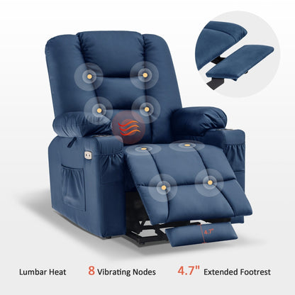 Fauteuil inclinable électrique MCombo Small avec massage et chauffage pour personnes âgées de petite taille, similicuir 7569