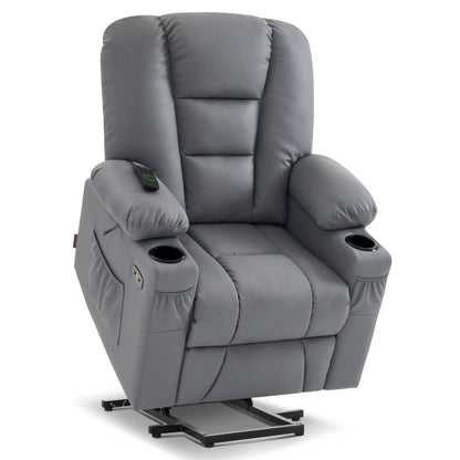 Fauteuil inclinable électrique MCombo Small avec massage et chauffage pour personnes âgées de petite taille, similicuir 7569