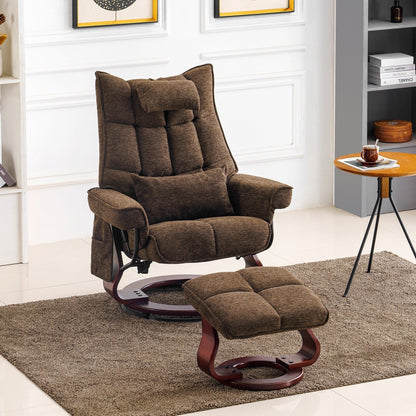 Fauteuil inclinable pivotant MCombo avec ottoman et coussin de nuque, tissu chenille