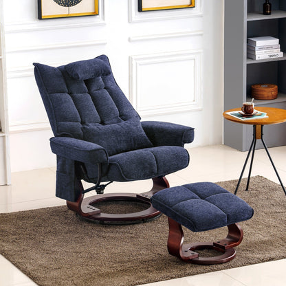 Fauteuil inclinable pivotant MCombo avec ottoman et coussin de nuque, tissu chenille