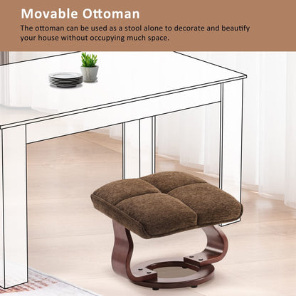 Fauteuil inclinable pivotant MCombo avec ottoman et coussin de nuque, tissu chenille