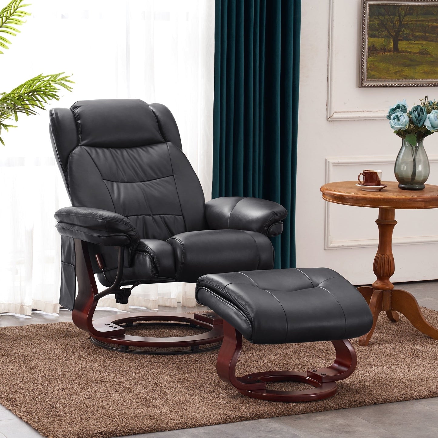 Fauteuils inclinables pivotants MCombo avec ottoman, fauteuils TV à massage par vibrations et poche latérale