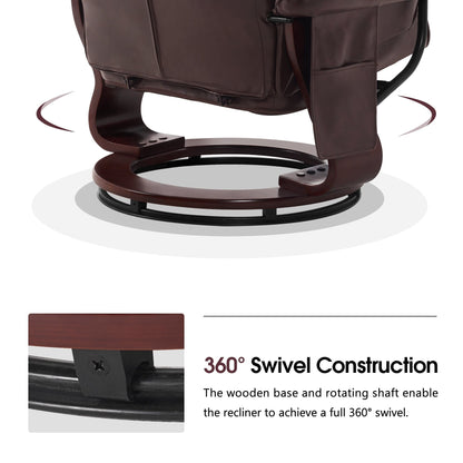 Fauteuils inclinables pivotants MCombo avec ottoman, fauteuils TV à massage par vibrations et poche latérale