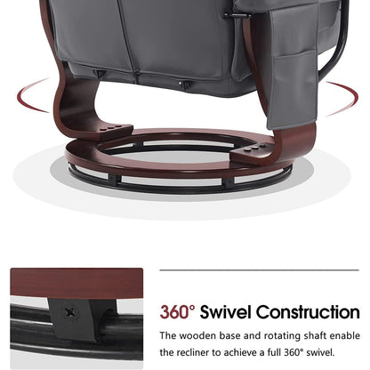 Fauteuils inclinables pivotants MCombo avec ottoman, fauteuils TV à massage par vibrations et poche latérale