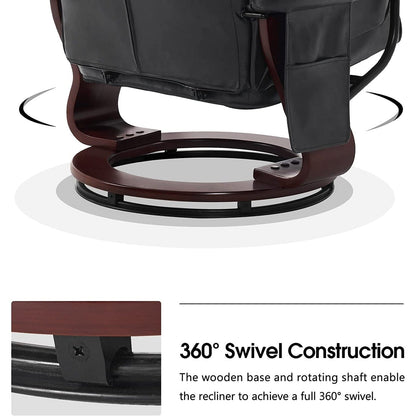 Fauteuils inclinables pivotants MCombo avec ottoman, fauteuils TV à massage par vibrations et poche latérale