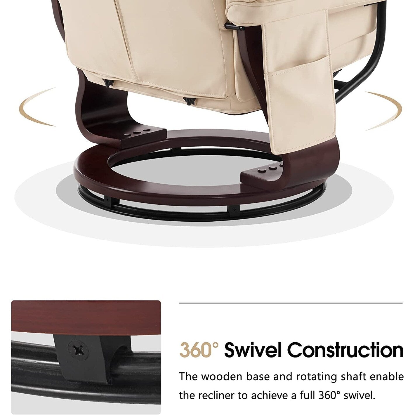 Fauteuils inclinables pivotants MCombo avec ottoman, fauteuils TV à massage par vibrations et poche latérale