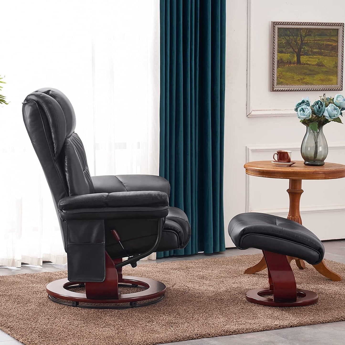 Fauteuils inclinables pivotants MCombo avec ottoman, fauteuils TV à massage par vibrations et poche latérale