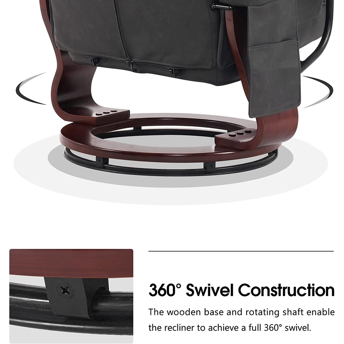 Fauteuils inclinables pivotants MCombo avec ottoman, fauteuils TV à massage par vibrations et poche latérale