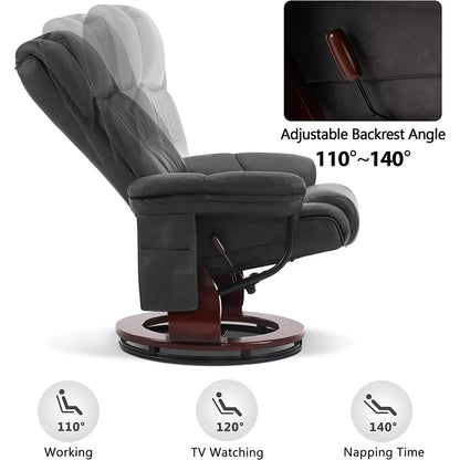 Fauteuils inclinables pivotants MCombo avec ottoman, fauteuils TV à massage par vibrations et poche latérale