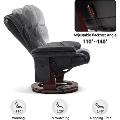 Fauteuils inclinables pivotants MCombo avec ottoman, fauteuils TV à massage par vibrations et poche latérale