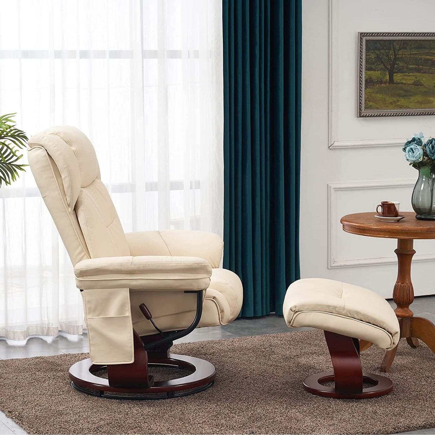 Fauteuils inclinables pivotants MCombo avec ottoman, fauteuils TV à massage par vibrations et poche latérale