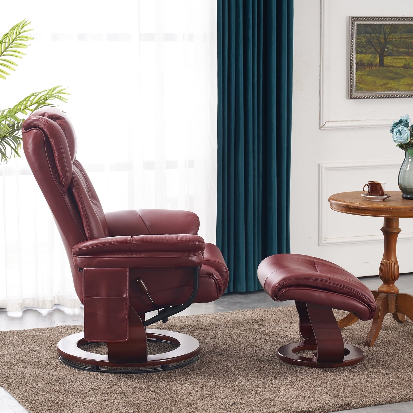 Fauteuils inclinables pivotants MCombo avec ottoman, fauteuils TV à massage par vibrations et poche latérale